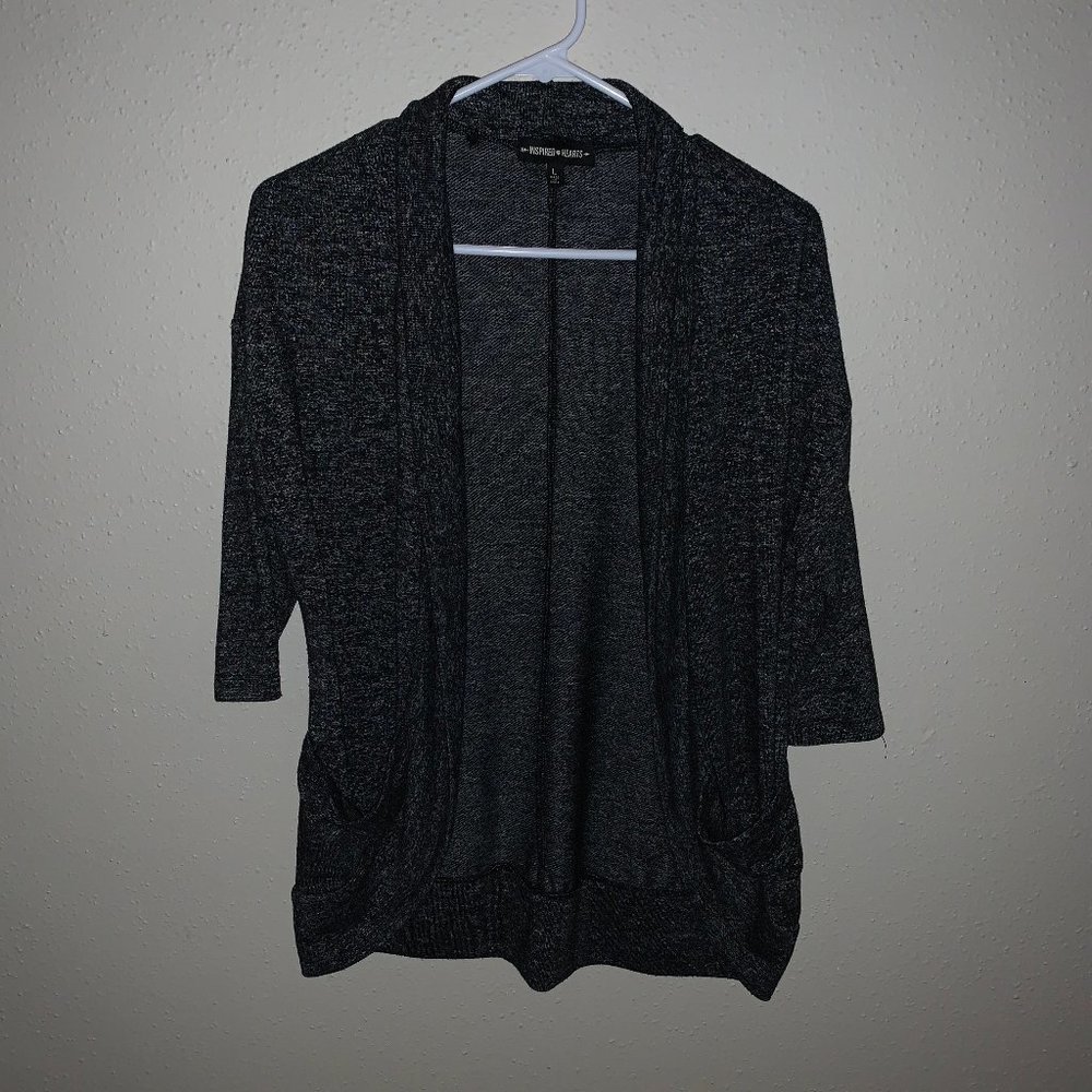 Grey/Gray mid sleeve cardigan with pockets